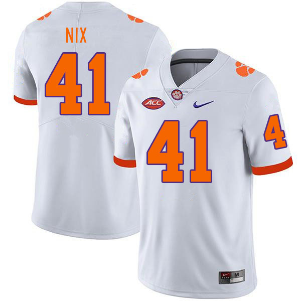 Men #41 Caleb Nix Clemson Tigers College Football Jerseys Stitched-White - Click Image to Close